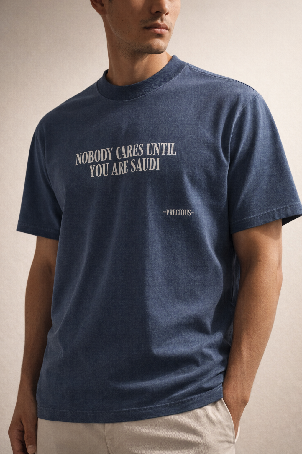 nobody cares until you're saudi washed denim tee